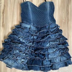 GUESS MELIA RUFFLE DENIM DRESS Sz. 3